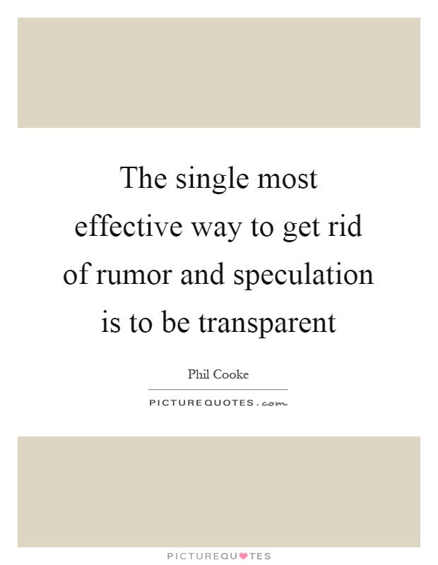 Rumors and Speculation